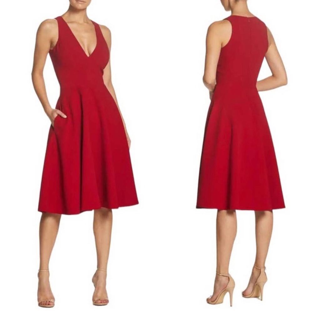 Dress the Population dress red Catalina fit flare cocktail